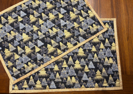 Placemats - set of 2 - black/silver/gold